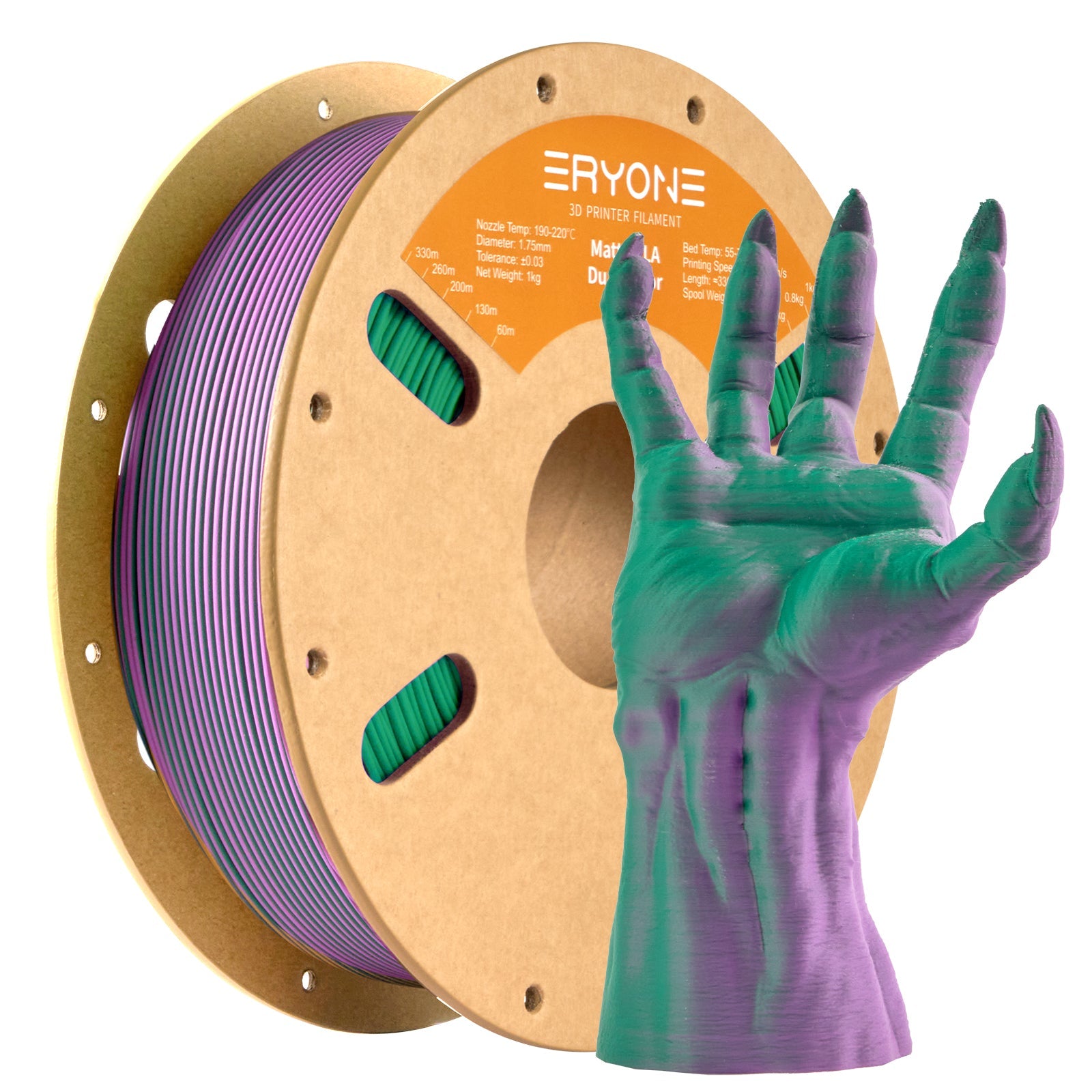 ERYONE 1kg (2.2LBS)/Spool 1.75mm Matte Dual-Color PLA Filament for 3D Printers,Accuracy +/- 0.03 mm