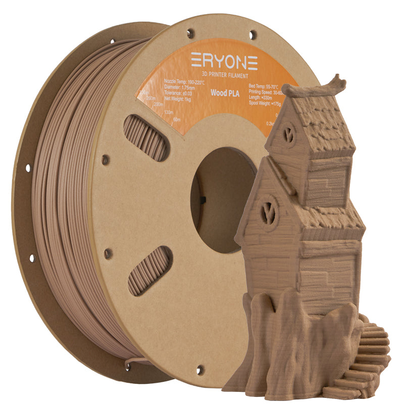 ERYONE Holz PLA Filament 1.75mm für FDM 3D Drucker, -0.03mm, 1kg