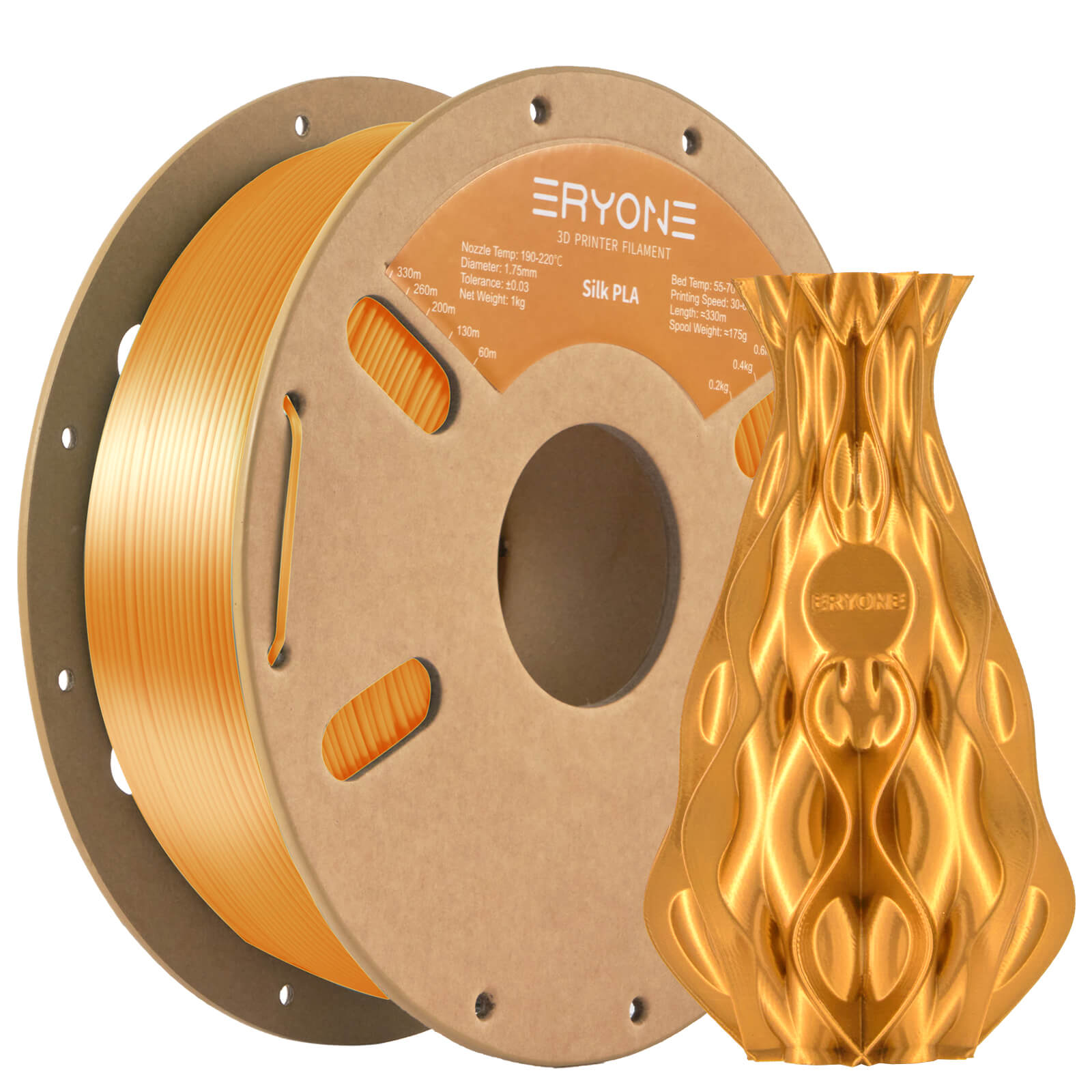 ERYONE Silk PLA Filament 1.75mm, Silky Shiny 3D Printing Material for 3D Printer and 3D Pen, 1kg 1 Spool, 1.75mm