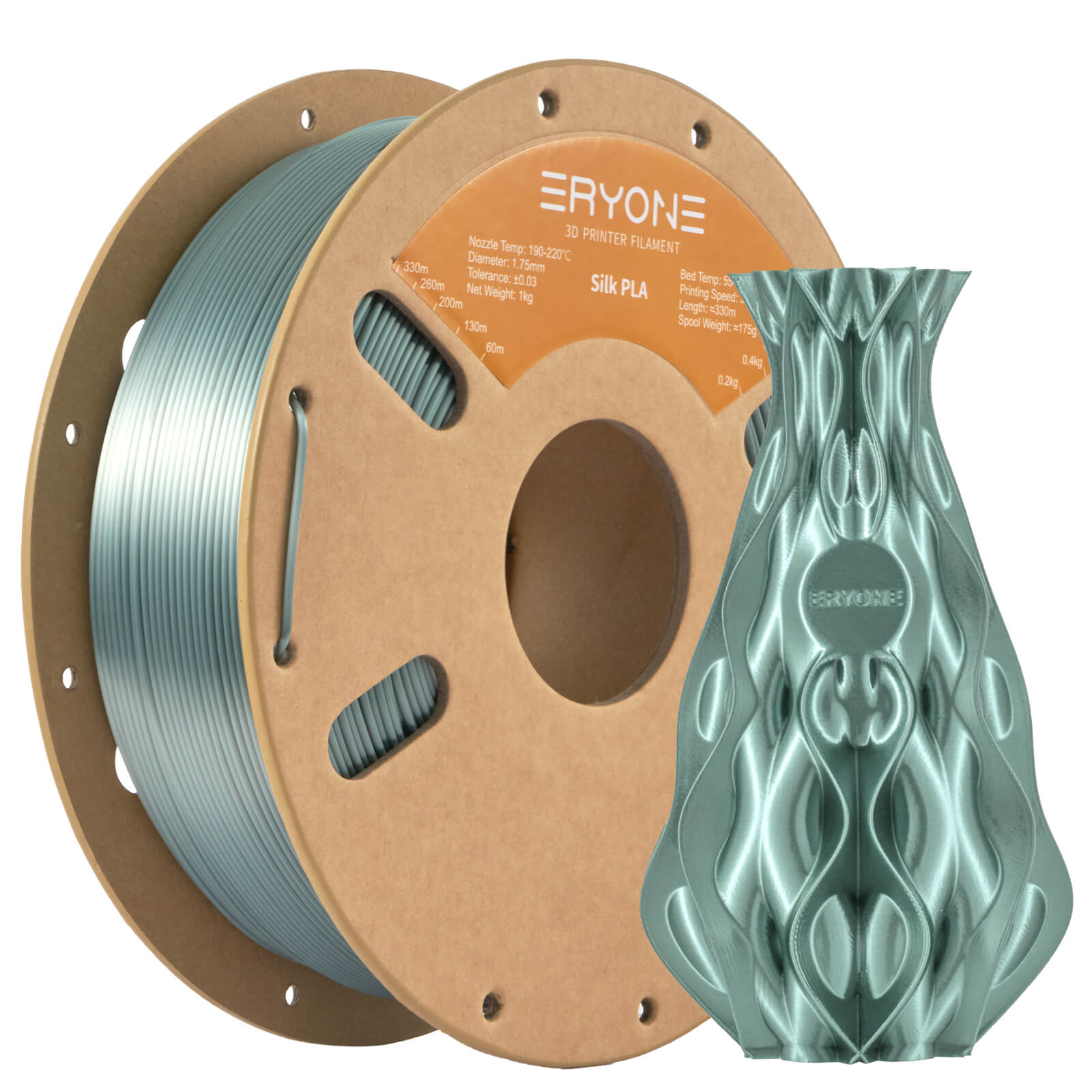 ERYONE Silk PLA Filament 1.75mm, Silky Shiny 3D Printing Material for 3D Printer and 3D Pen, 1kg 1 Spool, 1.75mm