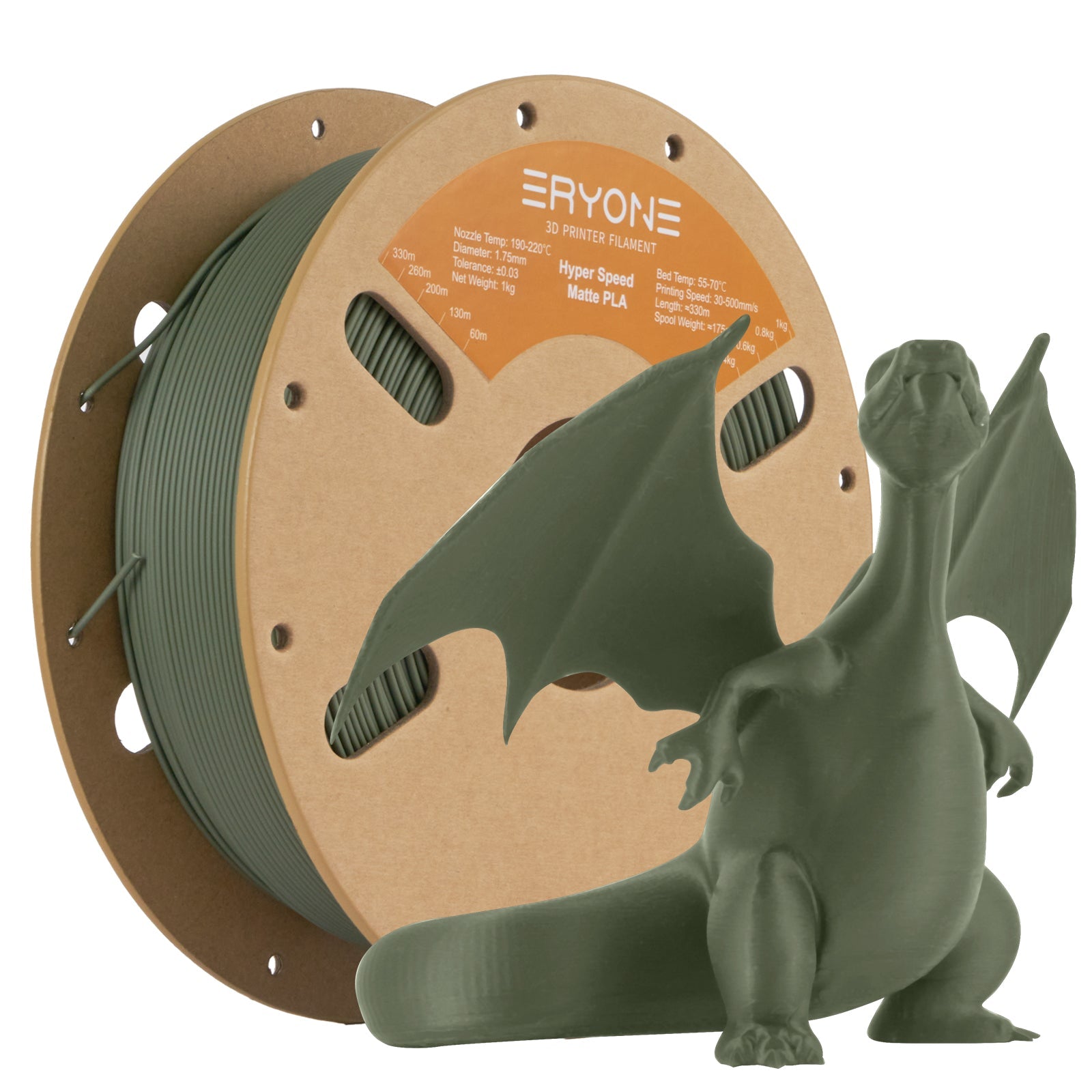 ERYONE Matte PLA Filament, 1.75mm Filament für 3D Drucker, 1KG(2.2LBS)/ Spule