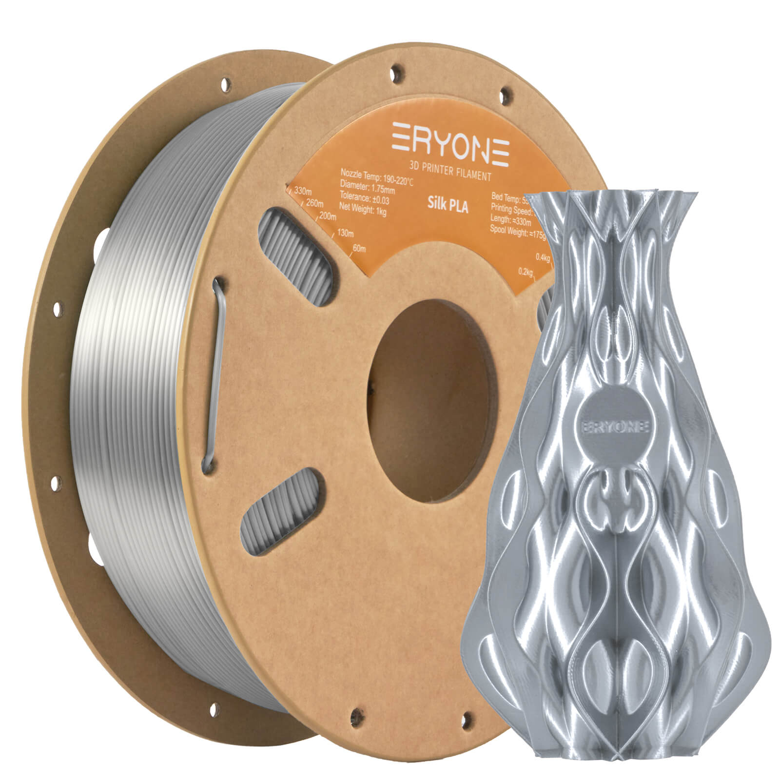 ERYONE Silk PLA Filament 1.75mm, Silky Shiny 3D Printing Material for 3D Printer and 3D Pen, 1kg 1 Spool, 1.75mm