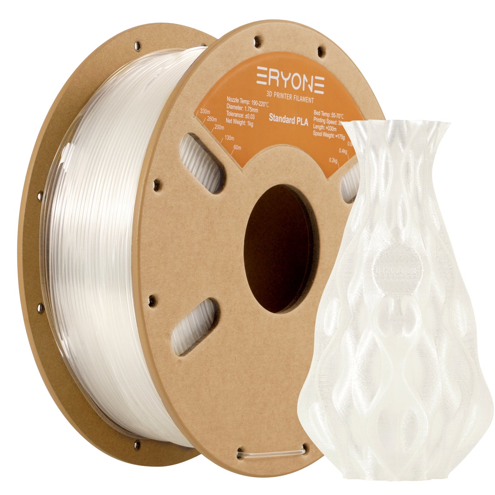 Filament pour imprimante 3D Eryone PLA 1.75mm, précision dimensionnelle +/- 0.05 mm 1kg (2.2LBS)/Pool