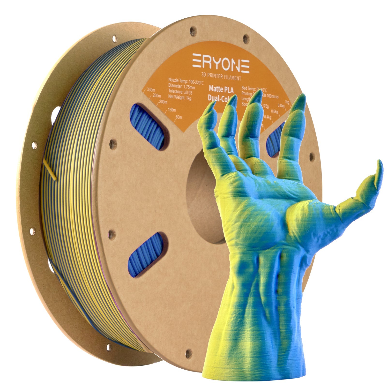 ERYONE 1kg (2.2LBS)/Spool 1.75mm Matte Dual-Color PLA Filament for 3D Printers,Accuracy +/- 0.03 mm