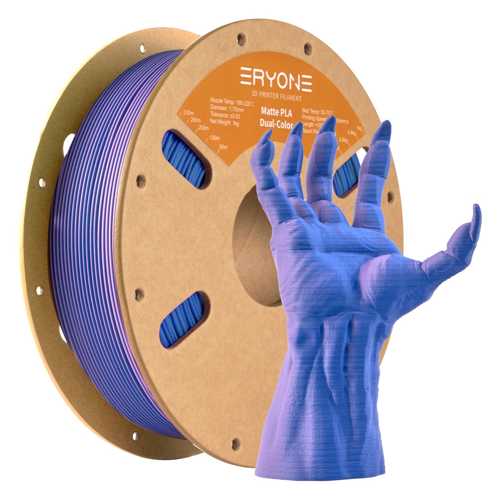 ERYONE 1kg (2.2LBS)/Spool 1.75mm Matte Dual-Color PLA Filament for 3D Printers,Accuracy +/- 0.03 mm