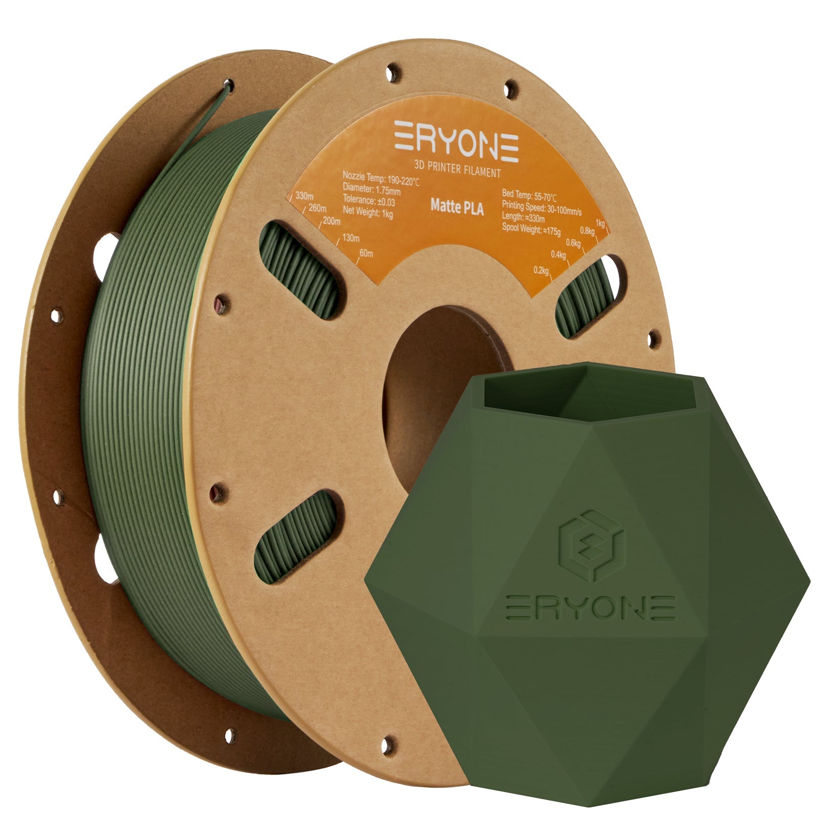 ERYONE Matte PLA Filament, 1.75mm Filament für 3D Drucker, 1KG(2.2LBS)/ Spule