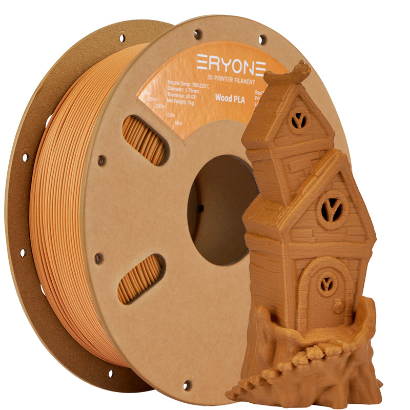 ERYONE Filamento de PLA de madera de 1,75mm para impresora 3D FDM, -0,03mm, 1kg