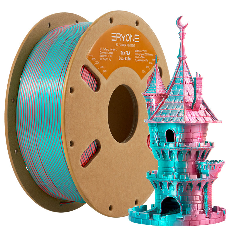 ERYONE 1kg (2.2LBS)/Spool 1.75mm Silk Dual-Color PLA Filament for 3D Printers,Accuracy +/- 0.03 mm