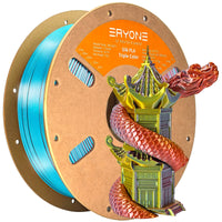 PLA Silk Triple-Color Filament - 1.75mm±0.03mm (1kg) - 1KG / Sapphire green & Orange red & Gold