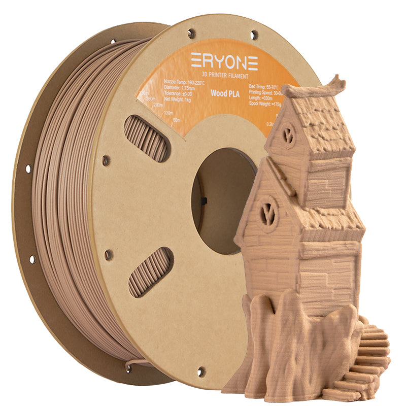 ERYONE Holz PLA Filament 1.75mm für FDM 3D Drucker, -0.03mm, 1kg