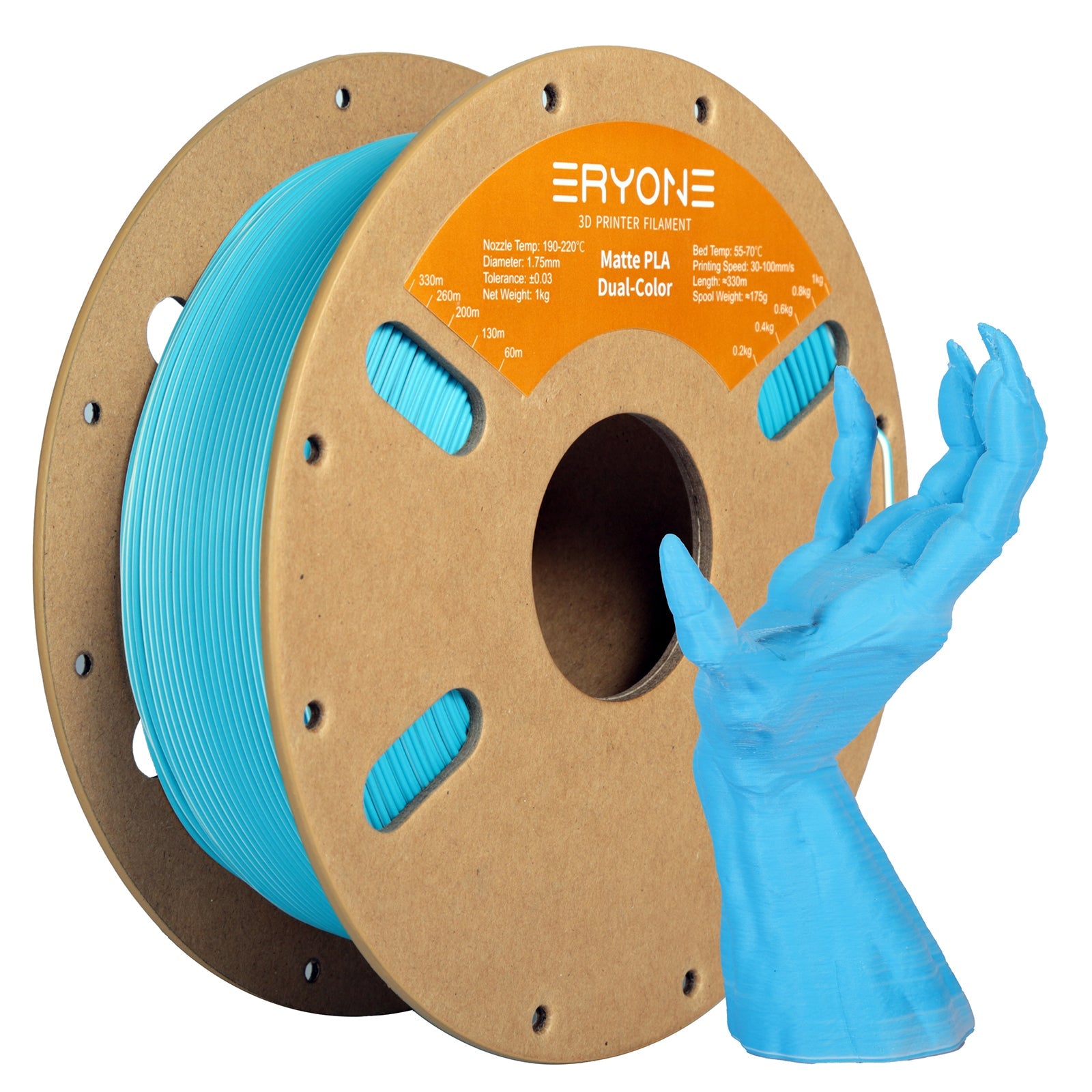 ERYONE 1kg (2.2LBS)/Spool 1.75mm Matte Dual-Color PLA Filament for 3D Printers,Accuracy +/- 0.03 mm