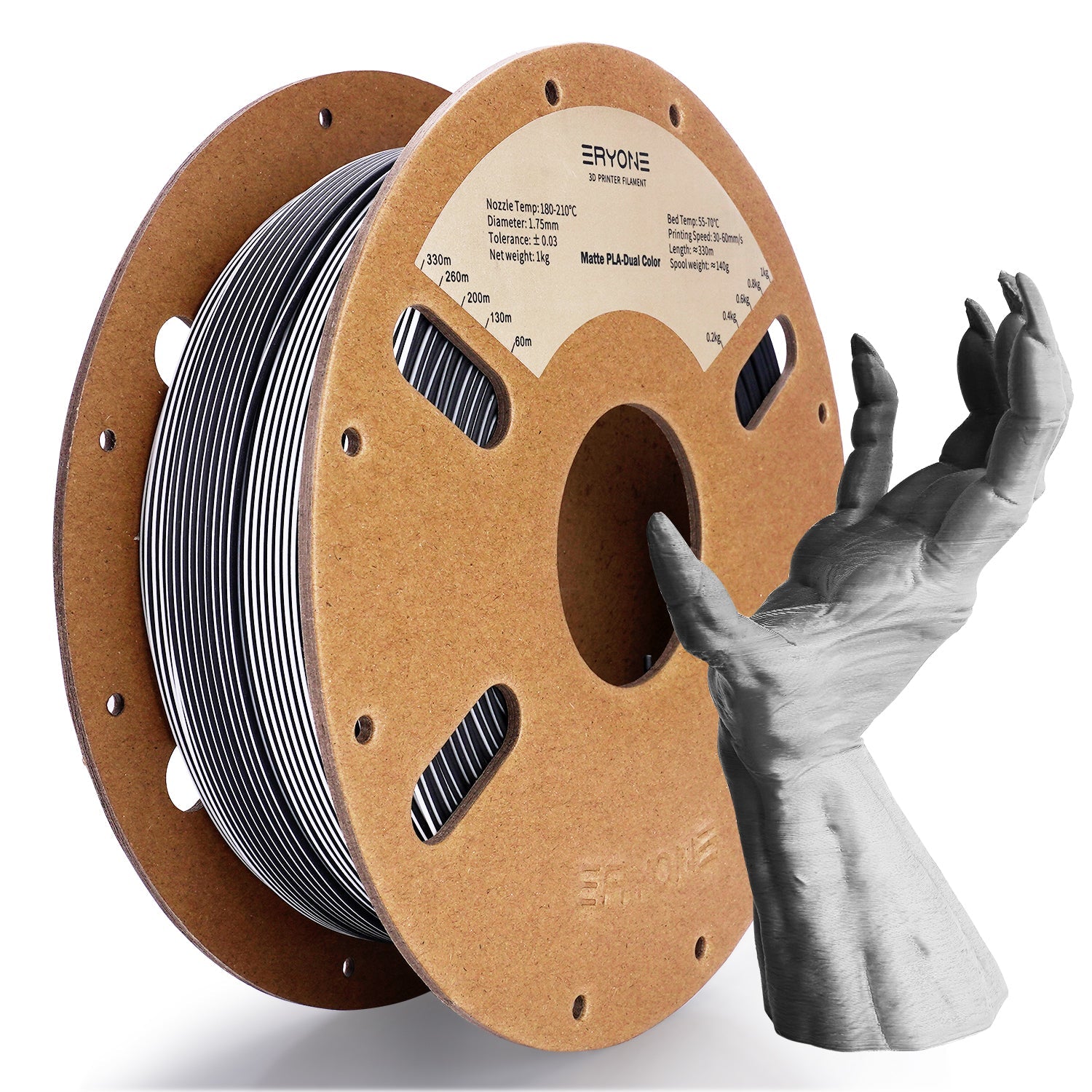 ERYONE 1kg (2.2LBS)/Spool 1.75mm Matte Dual-Color PLA Filament for 3D Printers,Accuracy +/- 0.03 mm