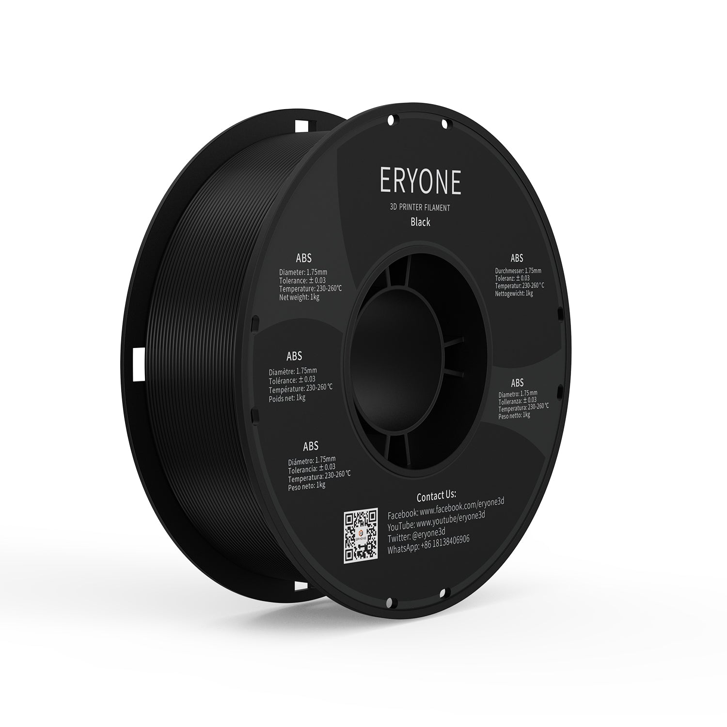 ERYONE ABS-Filament für 3D-Drucker, 1,75 mm, Maßgenauigkeit +/- 0,05 mm, 1 kg (2,2 lbs)/Pool