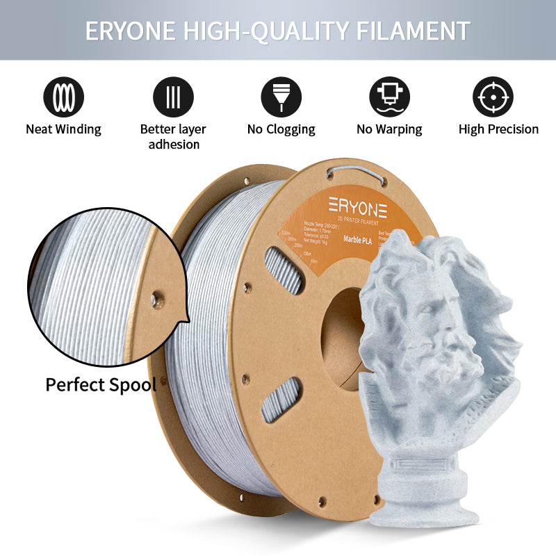 ERYONE Marble PLA Filament 1.75mm, Filamento de impresión 3D PLA para impresora/pluma 3D FDM, 1kg 1 carrete