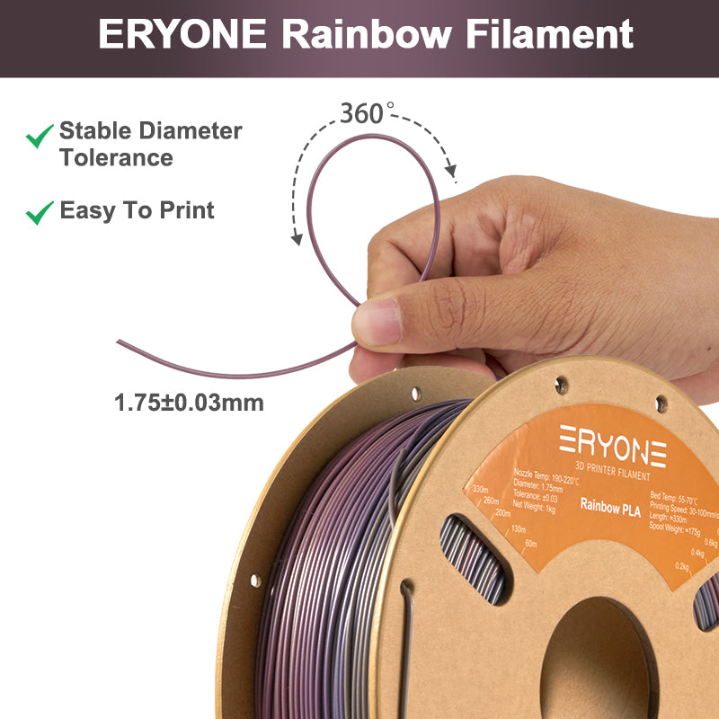 ERYONE 1kg/2.2lbs LAGOON RAINBOW PLA