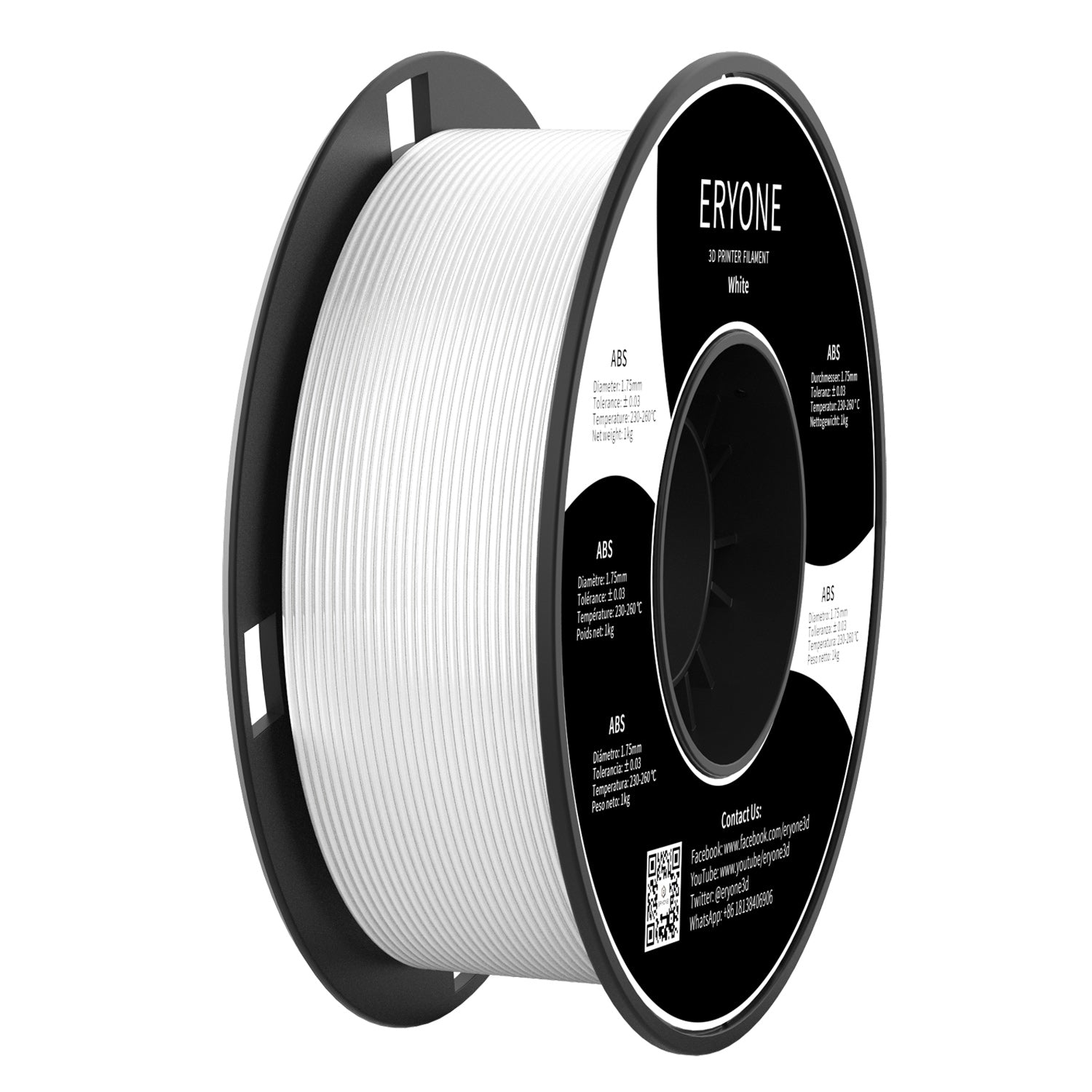 ERYONE ABS-Filament für 3D-Drucker, 1,75 mm, Maßgenauigkeit +/- 0,05 mm, 1 kg (2,2 lbs)/Pool