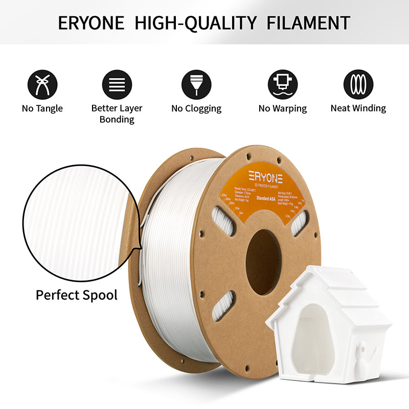 ERYONE ASA 3D-Druckerfilament 1,75 mm, Maßgenauigkeit +/- 0,05 mm, 1 kg (2,2 LBS)/Spule