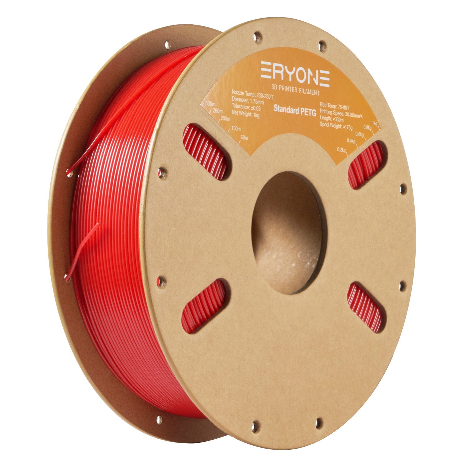 Filamento PETG ERYONE de 1,75 mm ±0,03 mm para impresoras 3D, 1 kg (2,2 lb) por bobina