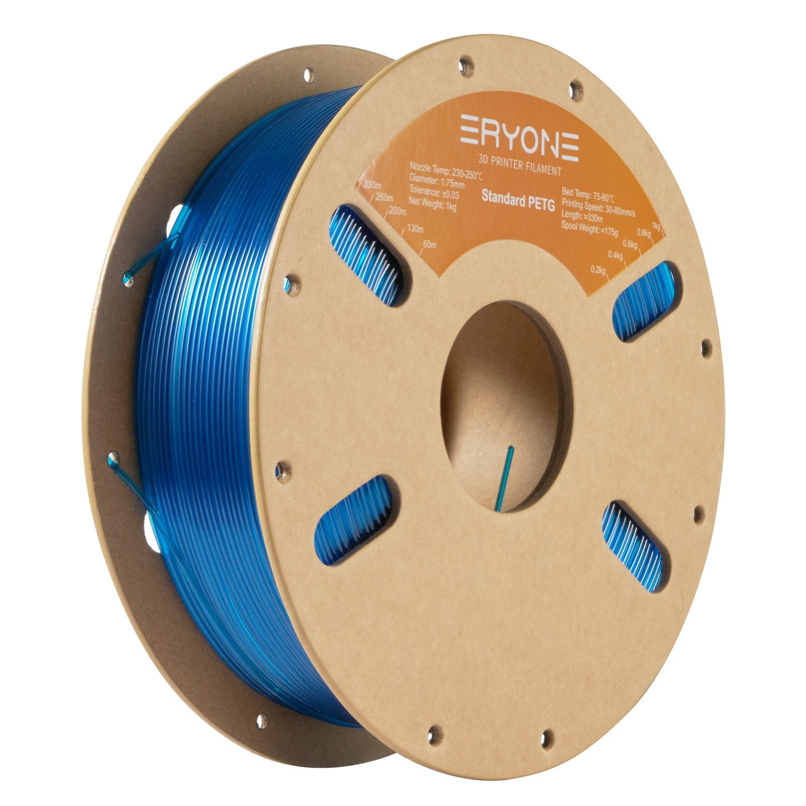 Filamento PETG ERYONE de 1,75 mm ±0,03 mm para impresoras 3D, 1 kg (2,2 lb) por bobina