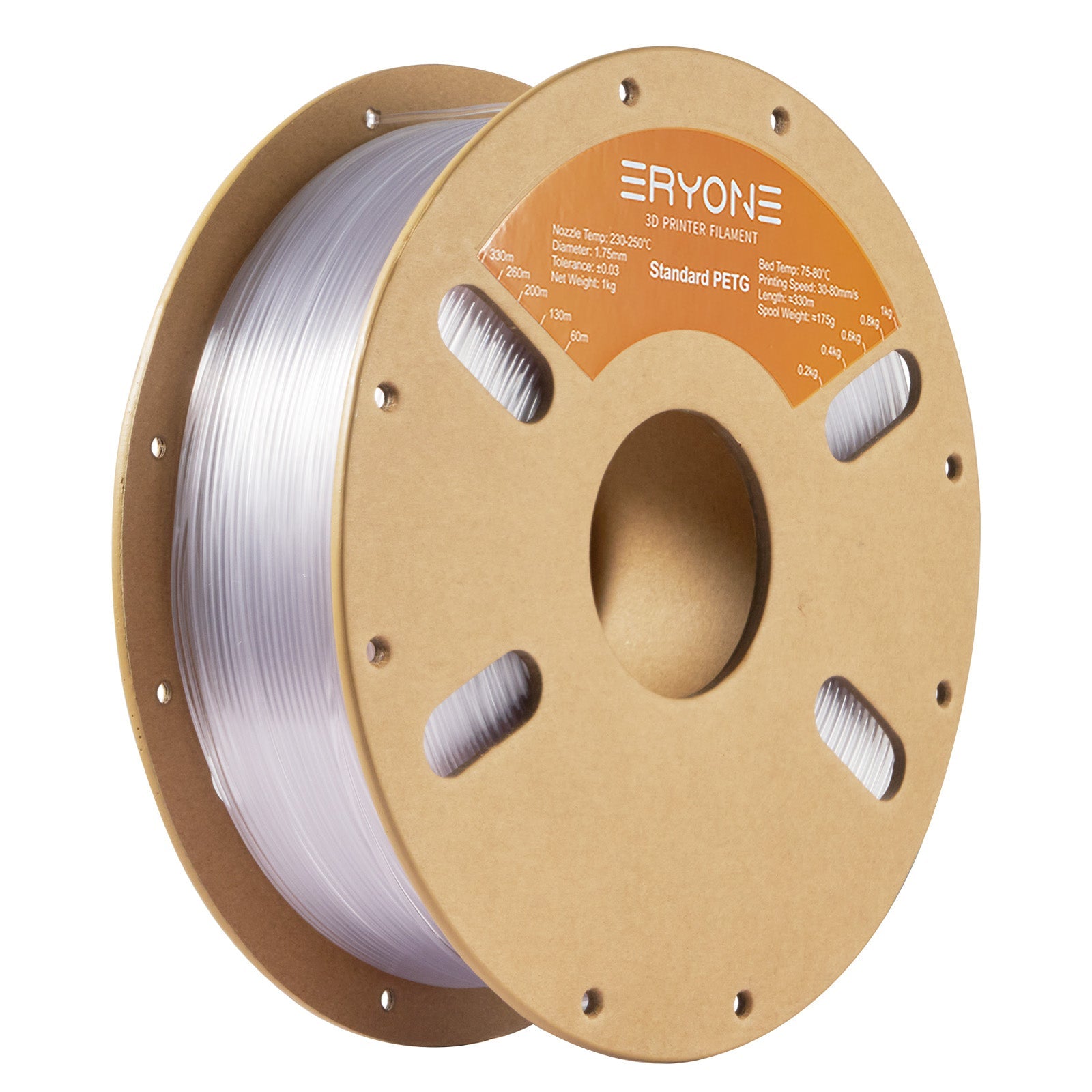 Filamento PETG ERYONE de 1,75 mm ±0,03 mm para impresoras 3D, 1 kg (2,2 lb) por bobina