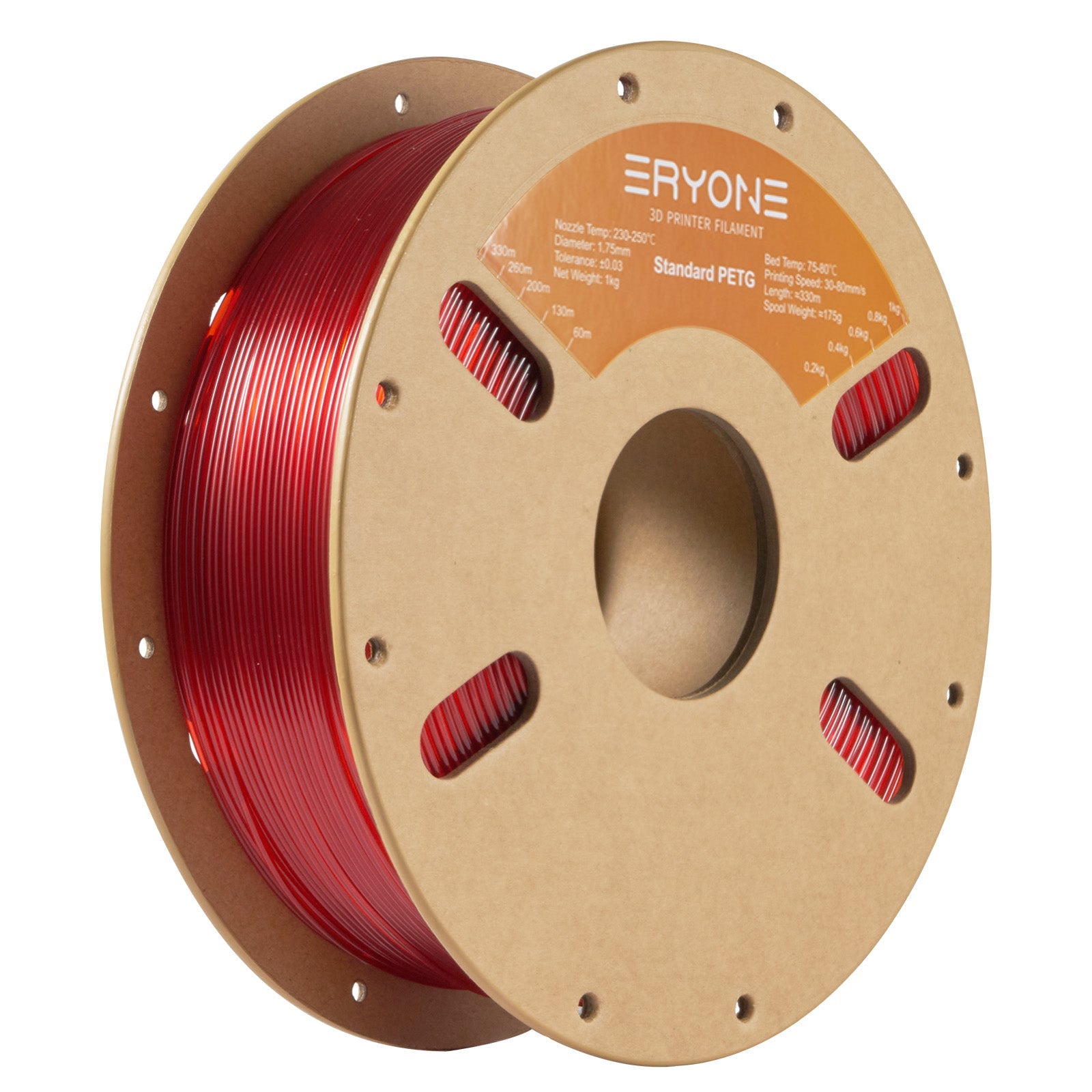 Filamento PETG ERYONE de 1,75 mm ±0,03 mm para impresoras 3D, 1 kg (2,2 lb) por bobina