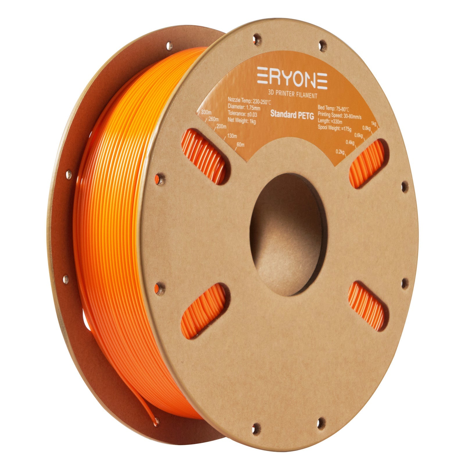 Filamento PETG ERYONE de 1,75 mm ±0,03 mm para impresoras 3D, 1 kg (2,2 lb) por bobina