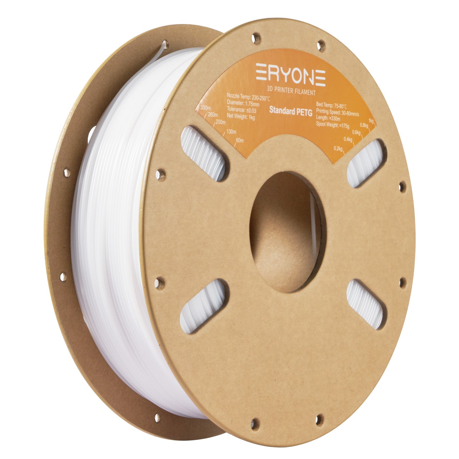 Filamento PETG ERYONE de 1,75 mm ±0,03 mm para impresoras 3D, 1 kg (2,2 lb) por bobina