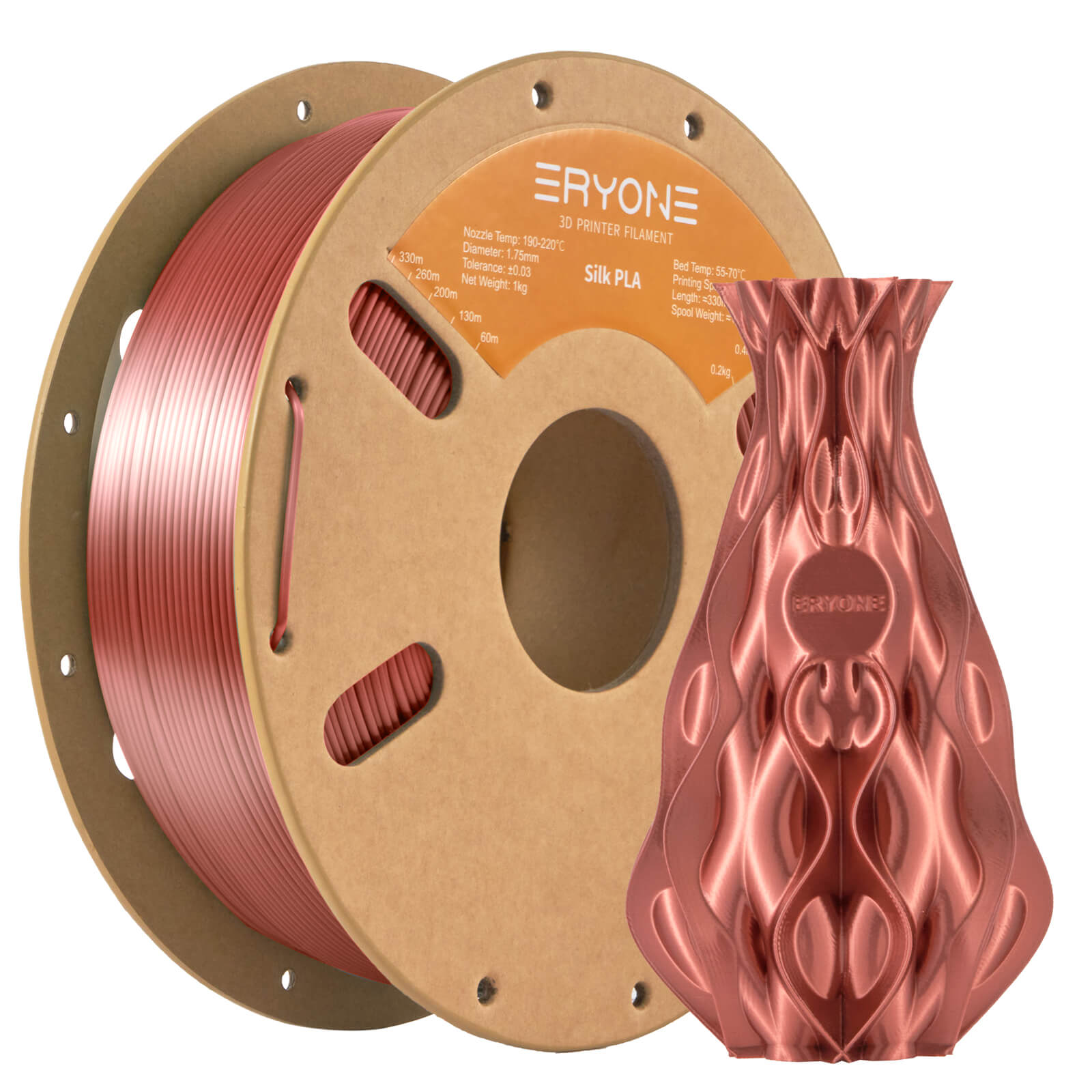 ERYONE Silk PLA Filament 1.75mm, Silky Shiny 3D Printing Material for 3D Printer and 3D Pen, 1kg 1 Spool, 1.75mm