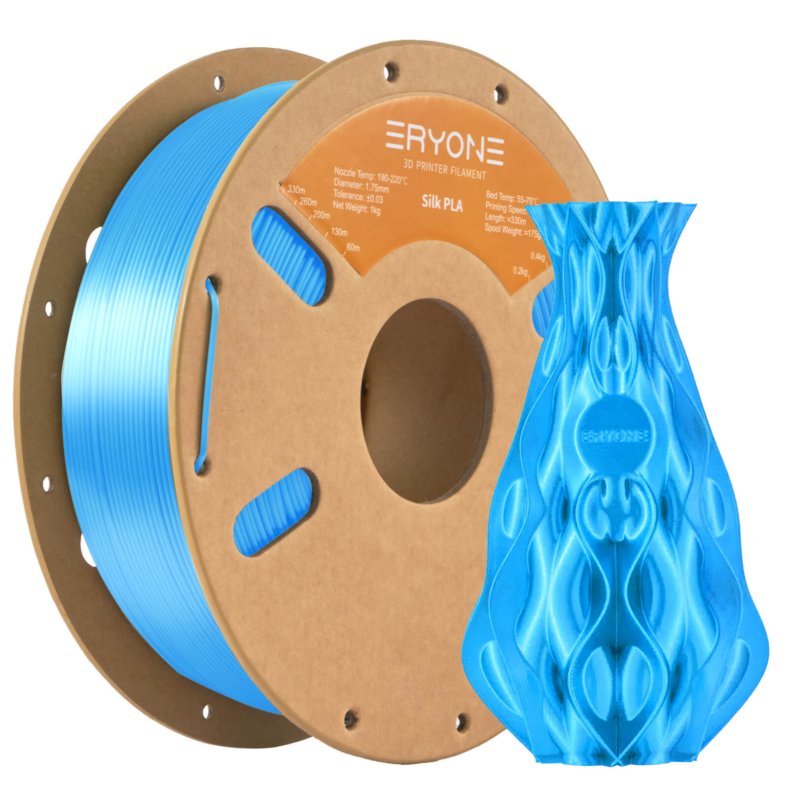 ERYONE Silk PLA Filament 1.75mm, Silky Shiny 3D Printing Material for 3D Printer and 3D Pen, 1kg 1 Spool, 1.75mm