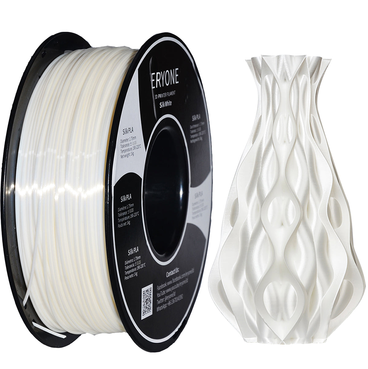 ERYONE Silk PLA Filament 1.75mm, Material de impresión 3D brillante y sedoso para impresoras 3D y bolígrafos 3D, 1kg 1 carrete, 1.75mm
