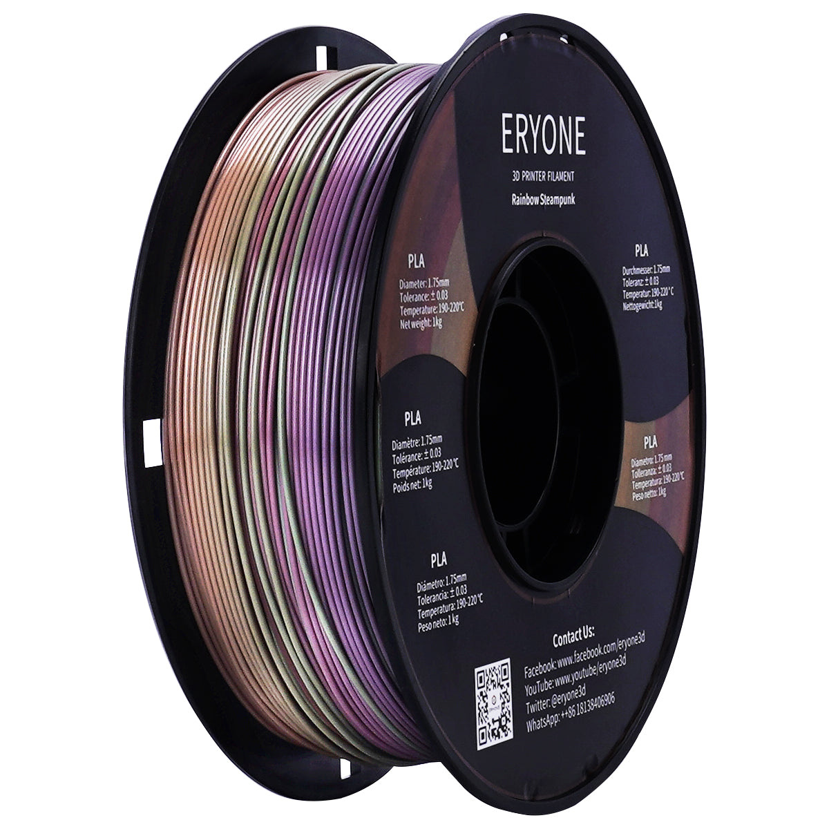 ERYONE Rainbow PLA Filamento 1.75mm Filamento para Impresora 3D 1kg /Spool