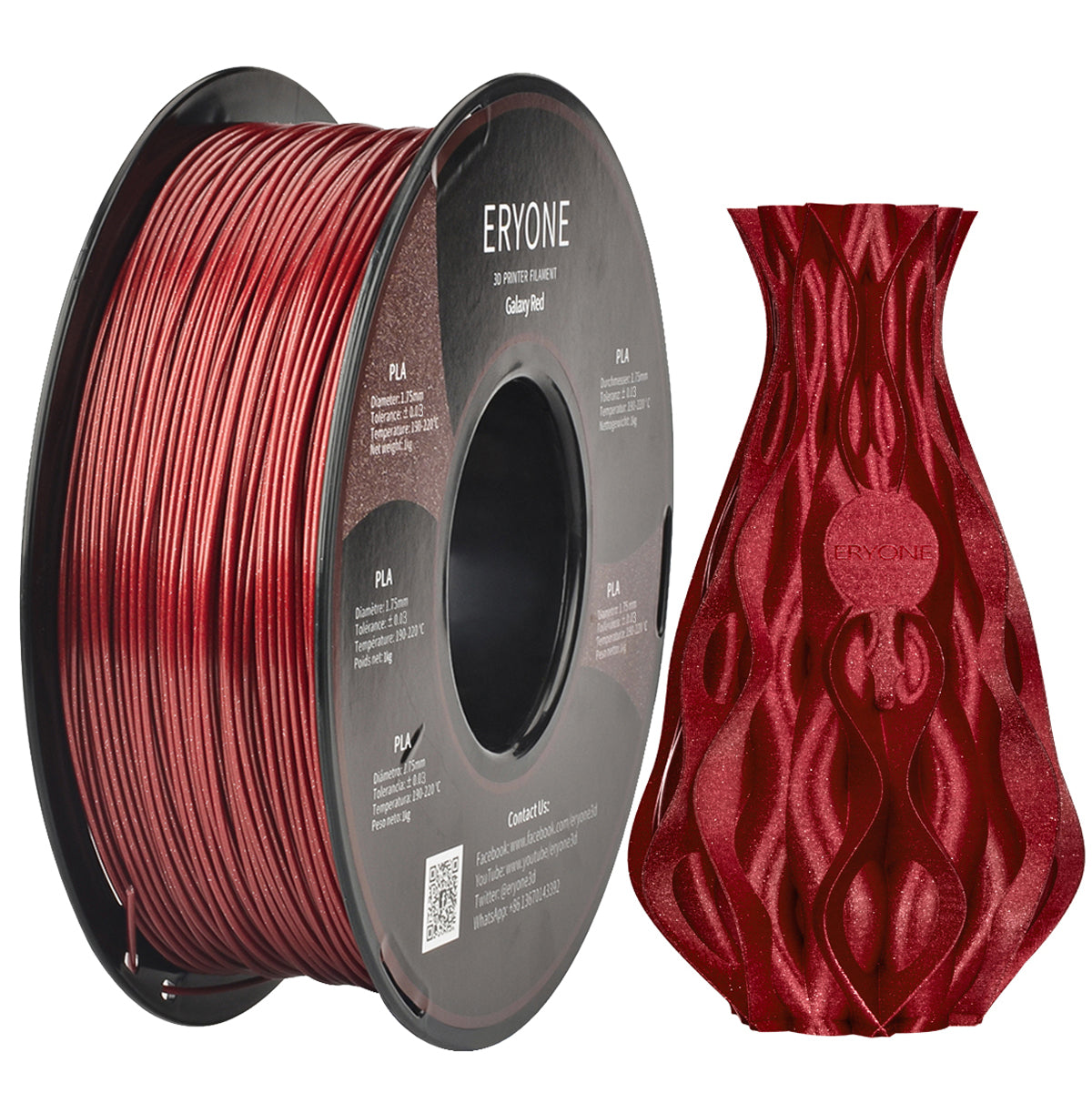 Filamento PLA rosso glossy EUMAKERS - 1,1 kg