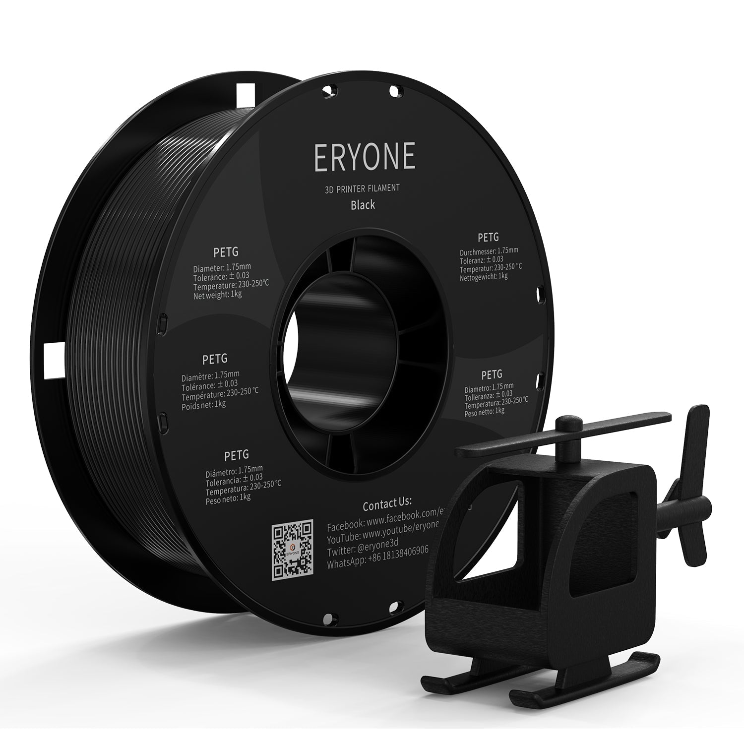 ERYONE Filamento PETG, 1.75mm ±0.03mm Filamento para Impresora 3D, 1KG(2.2LBS)/ Carrete