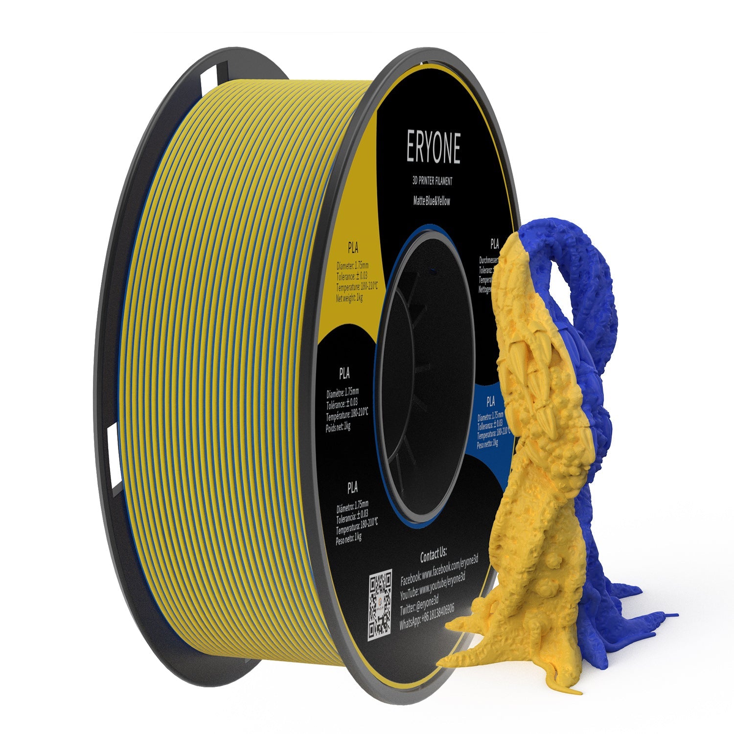 Filament d'imprimante 3D PLA bicolore mat ERYONE 1,75 mm +/- 0,03 mm, 1 kg  pour imprimantes 3D, bleu et violet : : Commerce, Industrie et  Science