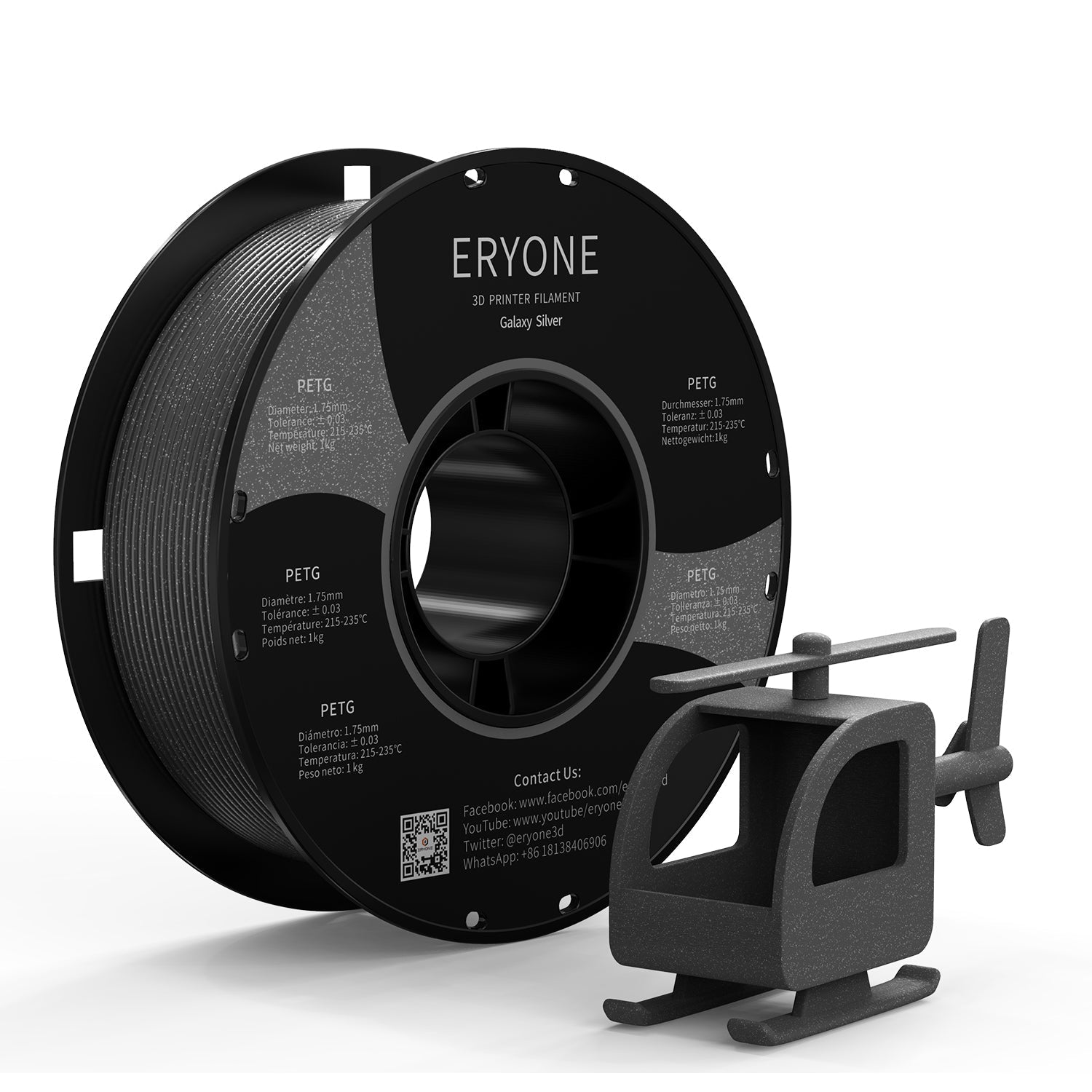 ERYONE Galaxy PETG Filamento para Impresora 3D 1.75mm, Precisión dimensional +/- 0.05 mm, 1kg (2.2LBS) / Carrete