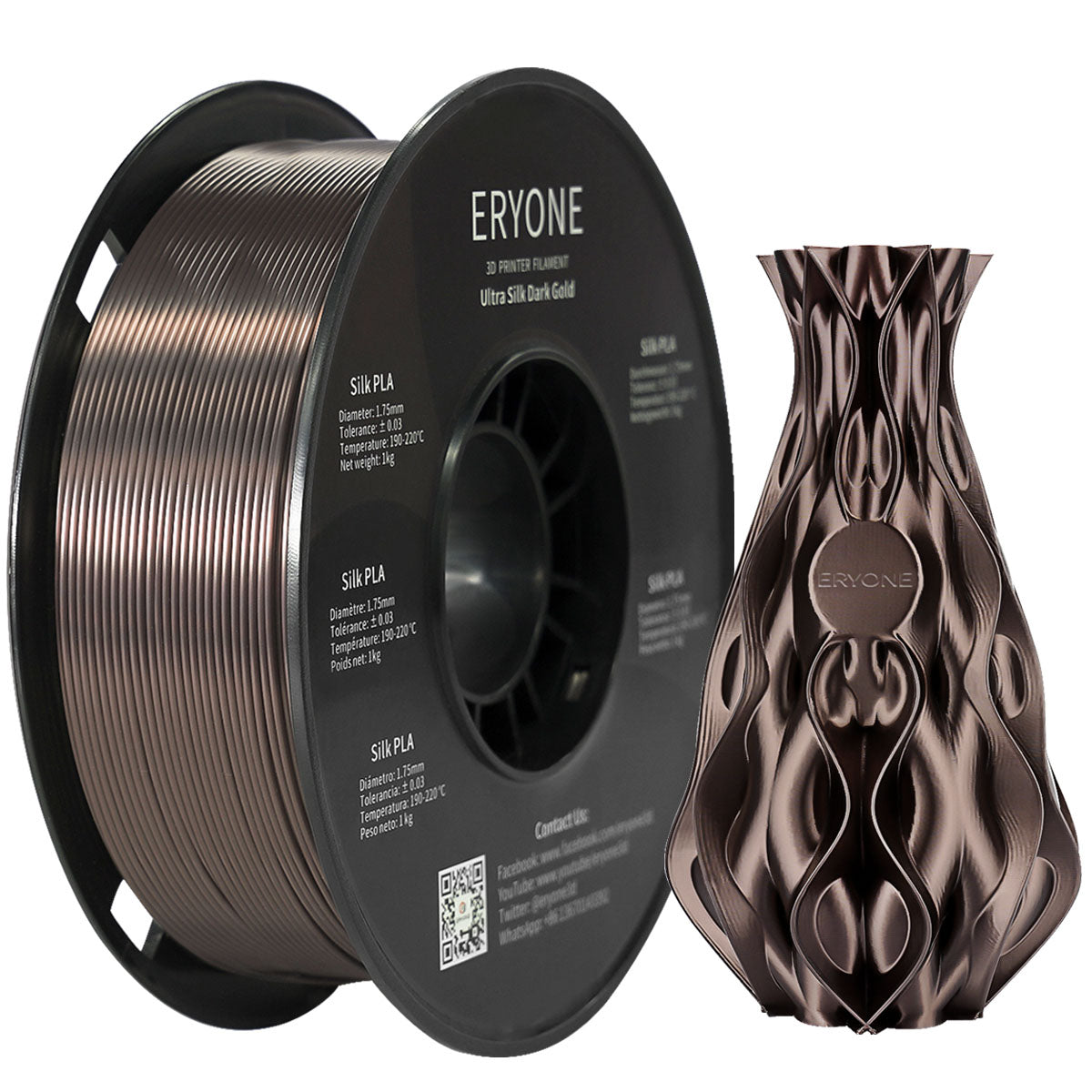 EYONE Ultra Silk PLA Filamento para Impresora 3D 1.75mm, Precisión Dim –  es.eryone3d