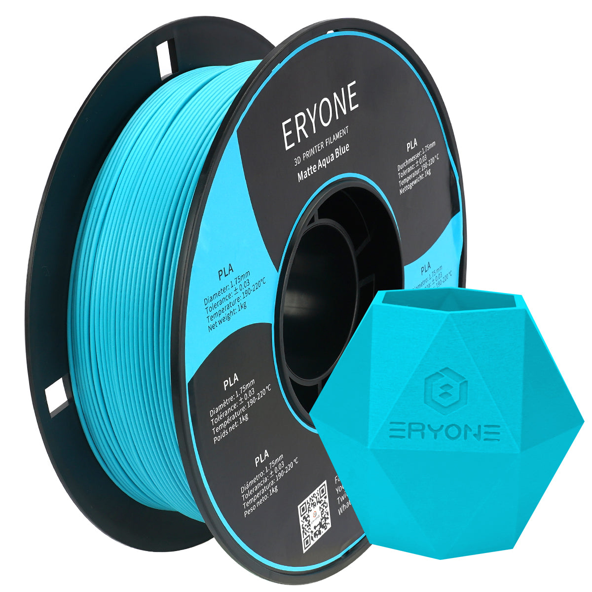 ERYONE Filamento PLA Mate, Filamento de 1.75mm para Impresora 3D, 1KG(2.2LBS)/ Carrete,