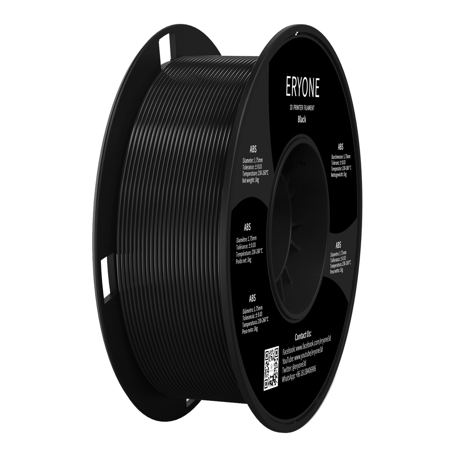 ERYONE Filamento para Impresora 3D ABS 1.75mm, Precisión dimensional +/- 0.05 mm 1kg (2.2LBS)/Piscina