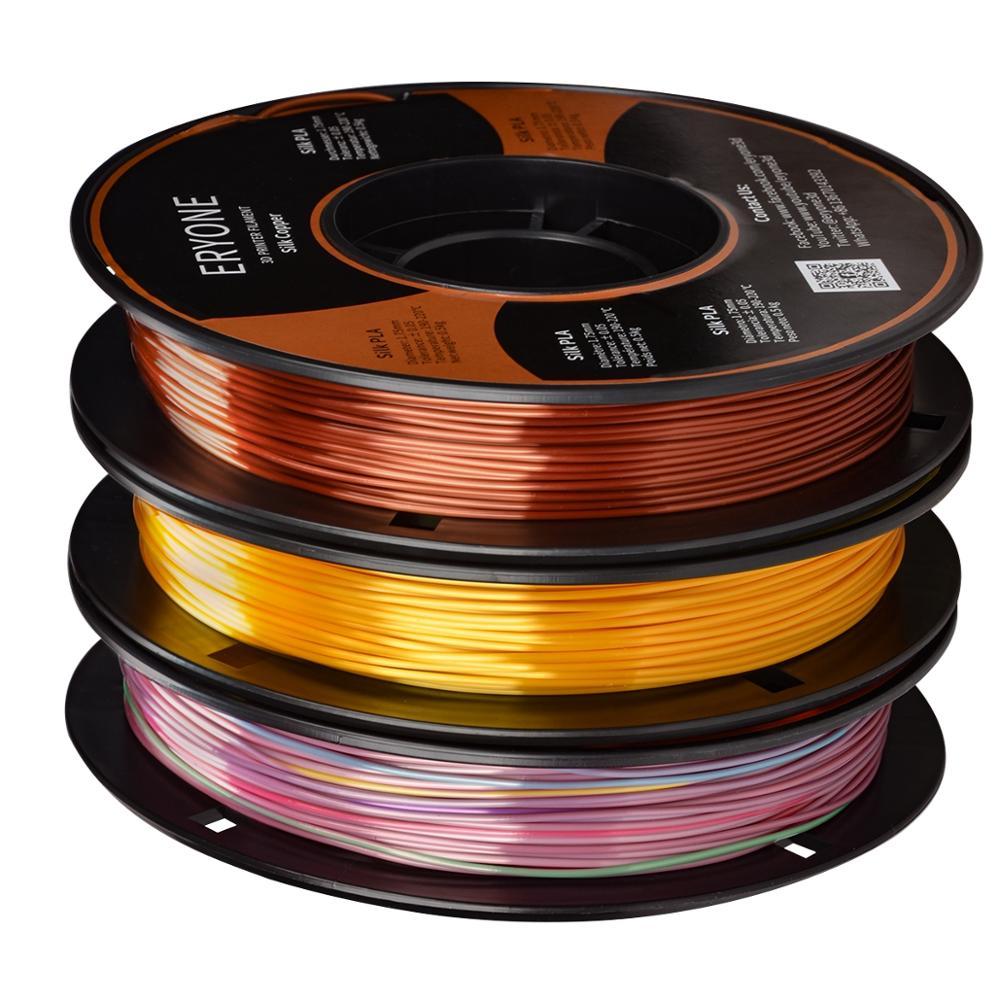 ERYONE 3 carretes de 1.5kg de Filamento PLA Mini Silk Rainbow de 1.75mm para impresora FDM 3D