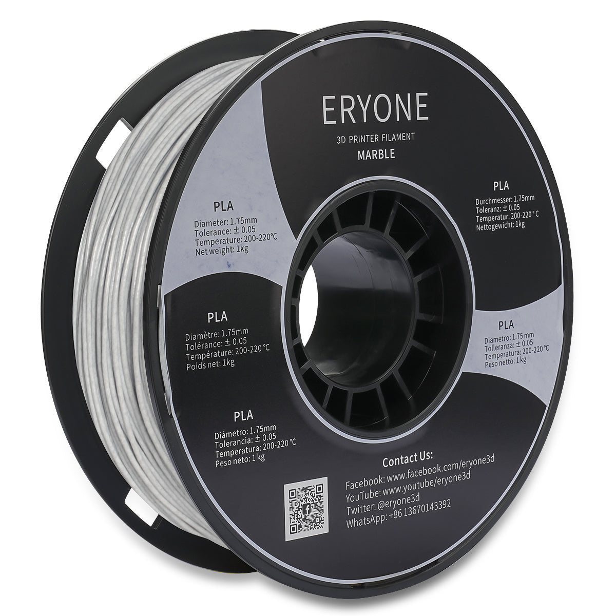 ERYONE Marble PLA Filament 1.75mm, Filamento de impresión 3D PLA para impresora/pluma 3D FDM, 1kg 1 carrete